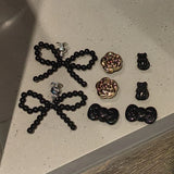 New Pearls Bowknot Shoes Charm Set 2026 Punk Heart Flowers DIY Shoe Accessories Ballet Style Silver Detachable Shoe Buckle Decor