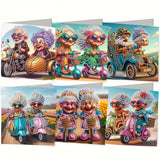 6-Piece/Set DIY Diamond Painting Kit Birthday Card Kit, Unique Flower Pattern Design, Rhinestone Diamond Painting Art Mosaic Pos