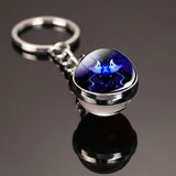 12 Constellation Key Chain Luminous Double Sided Glass Ball Pendant 12 Zodiac Key Chain Fashion Birthday Gift for Men and Women