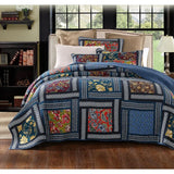 Vintage Patchwork Cotton Quilt Set 3PCS King/Queen - All-Season Thin Comforter Bedspread,Breathable Quilted Coverlet Bedding