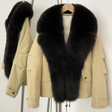 Down Jacket Women Real Fox Fur Collar Autumn 2025 Winter White Duck Down Coat Warm Puffer Jacket Female Waterproof  Feathers