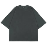 300GSM Heavyweight Cotton Boxy Cropped Tee | Slim Neck Streetwear T-Shirt Hip Hop Men's Short Wide Distressed Shirt