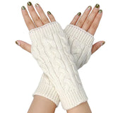 Women Stylish Hand Warmer Winter Gloves Arm Crochet Knitting Faux Wool Mitten Warm Fingerless Glove Twist Pattern Women Gloves