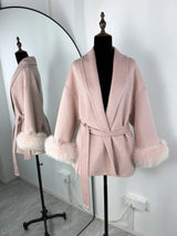 TARUXY Fox Fur Woolen Coats Women's Short Coat Office Lady Removable Elegant Double-sided Wool Overcoat 2025 New Cardigan Jacket