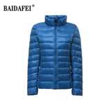 Women Short Puffer Jacket 2025 New Fashion Stand Collar Lightweight Water-Resistant Packable Female Down Parka Casual Coat