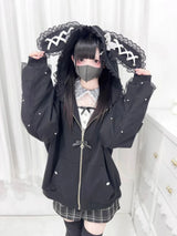 American Vintage Japanese Jacket Hooded Women 2026 Cotton Coats Outwear Design Subculture Gothic Sweatshirts Harajuku