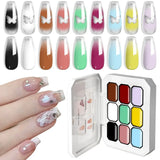 LIMEGIRL 7in1 Nail Gradient Painting Gel Long-lasting Nail Gel Polish Hybrid Color Nail Art Design High Texture Gradient Gel