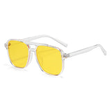 Hiking Classic Oversized Pilot Anti Light Glasses Women Vintage Double Bridge Big Oval Sun Shades Unisex Yellow Lens Eyewear