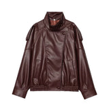 MUJER Faux Leather Jackets for Women Oversize Women's Bomber Jacket Fashion Winter Womens Coats Outerwears Demi-season Jackets
