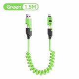 4 in 1 65W Spring Short Data Cable 6A USB Type C Spring Telescopic Quick Charger Wire Spring USB Cable for iPhone 16 15 14 13