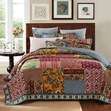 Vintage Patchwork Cotton Quilt Set 3PCS King/Queen - All-Season Thin Comforter Bedspread,Breathable Quilted Coverlet Bedding
