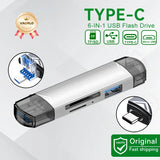 6 In 1 OTG Multifunction USB 3.0 Card Reader U Disk TYPE-C/Usb/Tf/Sd Flash Drive Memory Card for Adapter Phone Laptop Compute