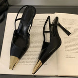 Eilyken Street Style Pointed Toe Women Pumps Fashion Slingbacks Thin High Heels Elegant Stripper Prom Ladies Sandals Shoes