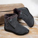 Women's Winter Snow Boots Faux Fur Lined Waterproof Ankle Booties Side Zipper Warm Outdoor Short Boots for Cold Weather