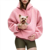 Pet Carrier Sweatshirt Hoodie for Small Dogs and Cats, Hands-Free Wearable Pouch Front Pack, Cozy Travel Walking Hiking Outfits