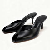 Luxury Designer Gold Heeled Slippers Women Sexy Open Toe Elegant Slide Sandals for Ladies Wedding Bridal Pumps Zapatos De Mujer