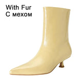 JOZHAMTA Size 34-43 Women Real Leather Ankle Boots Fashion Mid Heels Shoes For Winter Boots Pointy Office Lady Daily Dress Shoes