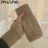 Women'S Luxury Plush Fleece-Lined Winter Gloves - Thick Warm Half-Finger Gloves with Elastic Cuffs Winter Gloves For Women