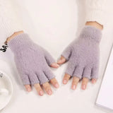 Hot sale! Women's Plush Half Finger Touchscreen Winter Gloves Soft Fashion Warm Imitation Mink Cashmere for Driving, winter work