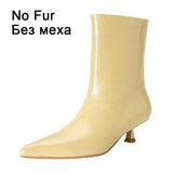 JOZHAMTA Size 34-43 Women Real Leather Ankle Boots Fashion Mid Heels Shoes For Winter Boots Pointy Office Lady Daily Dress Shoes