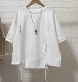 White Hoodie Women Long Sleeve Drawstring Casual Sweatshirts