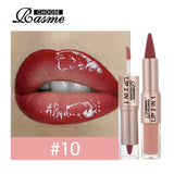 2IN1 Tapered Gradient Lipliner Pen Nude Brown Mirror Glass Lip Gloss Matte Lip Liner Waterproof Lip Contour Non Stick Makeup