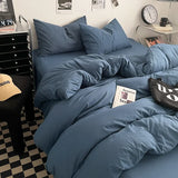 Washed Cotton Bed Linen Bedding Set 4 Pieces Bed Sheets Set Solid Color Comforter Cover Couple Queen King Size Bed Quilt Cover