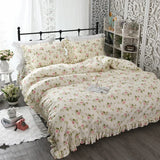 Garden Flower Print King Size Bedding Set Ruffle Duvet Cover Bed Sheet Princess Bed Linens Bedding Set Queen Comforter Sets