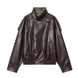 Women's Faux Leather Jacket New Fashion Long Sleeve Versatile Jacket Personality Chic Women Coat Autumn Winter Ladies Outerwear