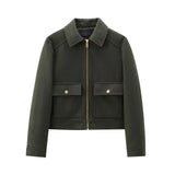 Women's Zipper Jacket Coat New Winter Long Sleeve Pocket Outerwear Coat Short Street Elegant Women's Jacket