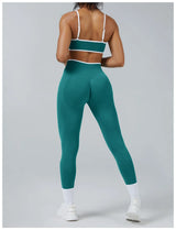Sculpting Color Block Yoga Set with Tummy Control Shorts
