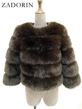 ZADORIN S-6XL Mink Coat Winter Black White Faux Fur Coat Woman Elegant Fluffy Faux Fur Jacket Top Short Fur Coats Woman Clothing