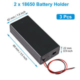 3pcs 18650 Battery Holder with Wire 3.7V,7.4V, 11.1V, 14.8V 18650 Battery Holder Box for Battery storage charging