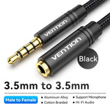Vention Jack 3.5 Aux Extension Cable for Car Laptop Mini PC TV Xiaomi Huawei Stereo 3.5 mm Jack Headphone Speaker Cable Auxiliar