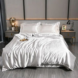 Luxury 100% Silk Bedding Set with Duvet Cover Set Double King Queen Size Bedding Cover Kit 4pcs Bed Cover Bed Linen Sets
