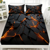 3Pcs Lightning Glow Fitted Sheet Set 3D Printed Soft Red Black Bedspread Single Twin Queen King Size Bed Sheet Set Home Decor