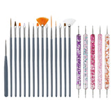 5/20Pcs Nail Art Brush Design Tip Painting Drawing Carving Dotting Pen FlatFan Liner Acrylic Gel UV Polish Manicure Tools