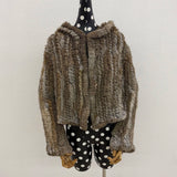 Real Rabbit Fur Hooded Coat Long Sleeve Women Casual Loose Knitted Genuine Fur Jacket With Hood Female Natural Fur Outwear