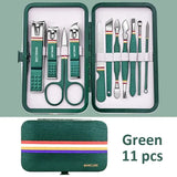 Ouriner 6-18Pcs Portable Manicure Sets Pedicure Kits Bright Black Nail Clipper Set Personal Care Tools Eyebrow Scissors