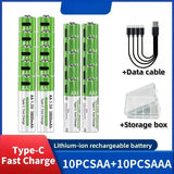 2025NEW Lithium-Ion Battery Type-C Rechargeable High-Capacity Battery AA&AAA Battery For remote control, mouse, electric toys