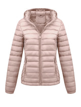 Women's Fashion Winter Padded Coat - Minimalist Hooded Puffer Jacket with Pockets for Fall/Winter