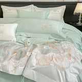 4pcs Light Luxury Style  120 Count Long Styl Cotton polyeste Embroidered Bedding Duvet Cover 200x230 220x240 Four Seasons