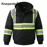 Winter Black Jacket High Visibility Warm Jacket for Men With Customized Logo Waterproof Jacket Reflective Parka Jacket Workwear
