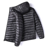 Men Solid Color Hooded Puffer Coat, Winter Lightweight Casual Outdoor Sports Warm Jacket for Male