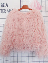Colorful Warm Faux Women Fur Coat  Black White Pink Plush Coat Female Jacket Fur Autumn Winter Shaggy Outerwear High Street 2025
