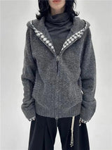 Korean Fashion Sweatshirts Harajuku Gothic Printed Coats Jackets Subculture Vintage Faux Fur Hooded Women Casual Y2k Clothing