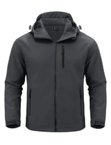 TACVASEN Hooded Rain Softshell Jacket Mens Fleece Lined Waterproof Jacket Work Jacket Outdoor Trekking Hiking Windbreaker Male