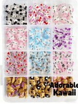 120PCS Box Mixed Hello Kitty 3D Nail Charms Cute Cartoon Resin Ornaments Kawaii DIY Nail Art Manicure Decor Accessories