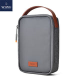 WiWU Travel Electronic Organizer Case for MacBook Power Adapter Charger Cables Power Bank Tech Pouch Leather Handle Portable Bag