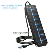 USB 3.0 Hub USB Hub 2.0 Multi USB Splitter Hub 100cm Long Cable Multiple Expander for Computer Laptop PC Accessories USB Adapter